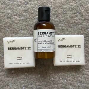 Le Labo Bergamote 22 travel size soap 2x and conditioner
